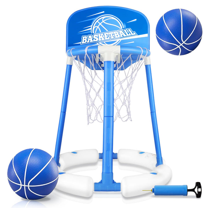 Pool Basketballkorb, Pool Basketball Hoop Set, Basketballkorb für Wasser mit 2 Basketbälle und Luftp