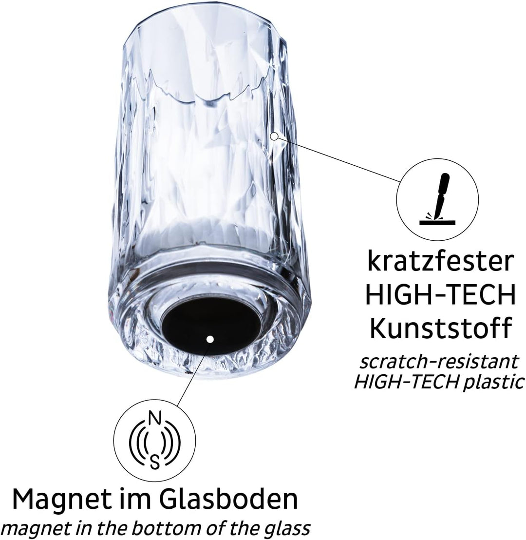 silwy® Magnet-Kunststoffgläser Shot (4er-Set) inkl. Vier wiederverwendbaren Metall-Nano-Gel-Pads - r