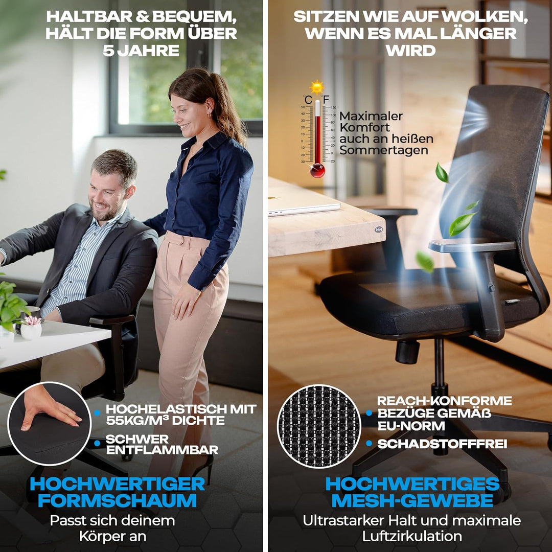 VALKENSTOL M2 Ergonomischer Bürostuhl 150 kg [ohne Kopfstütze] Schreibtischstuhl Ergonomisch Bürostu
