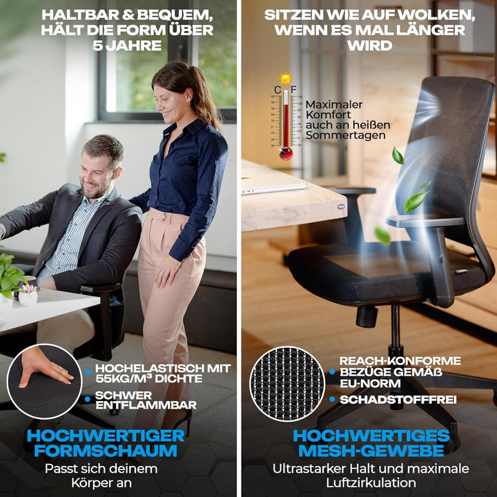 VALKENSTOL M2 Ergonomischer Bürostuhl 150 kg [ohne Kopfstütze] Schreibtischstuhl Ergonomisch Bürostu