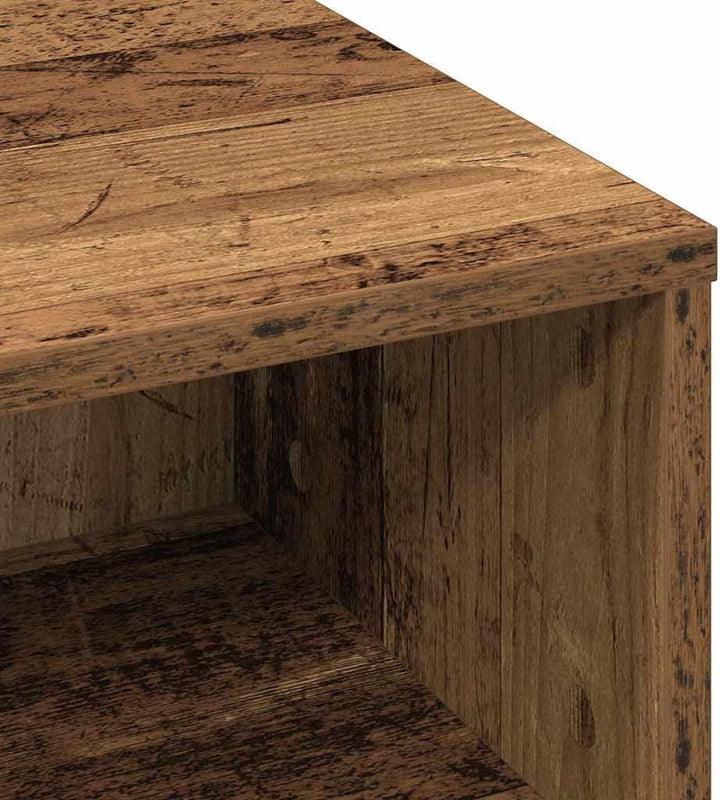 vidaXL rustikaler, brauner, quadratischer Couchtisch | Solides Altholz | Innenbereich mit Zwei einge