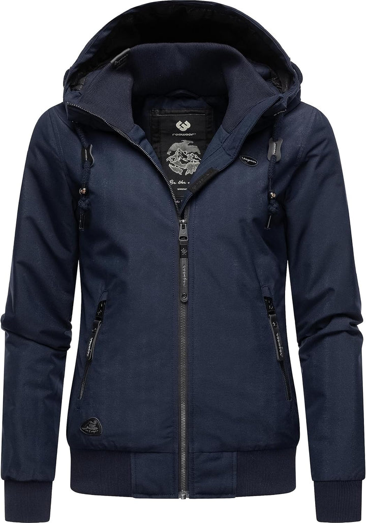 Ragwear Damen Winterjacke Outdoorjacke wasserdicht mit Kapuze Nuggie Melange XS-6XL S Navy, S Navy