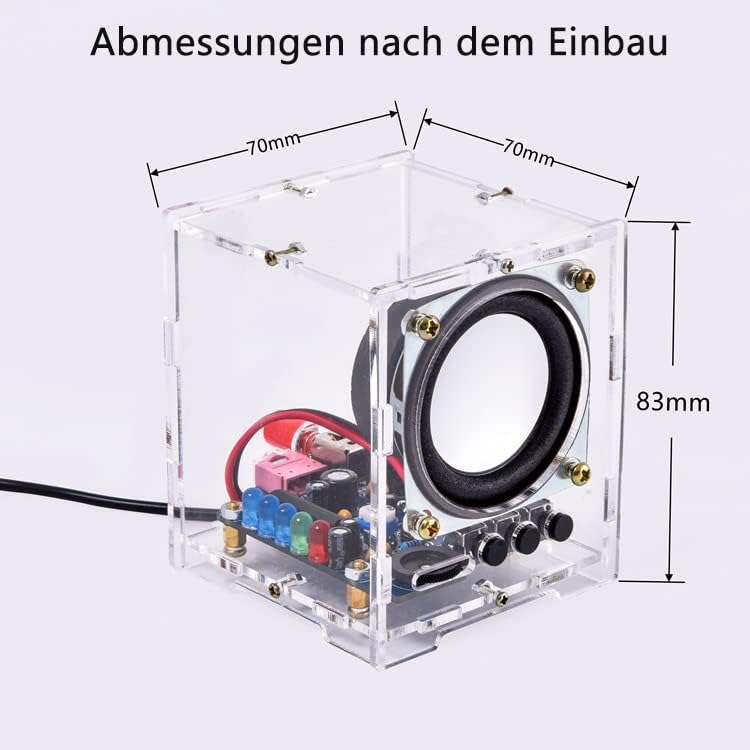 PZMYJB Bluetooth-Lautsprecher DIY Löt-Kit 3W MINI HT6872 Audio-Verstärker Musik Stereo mit Acryl-Sch