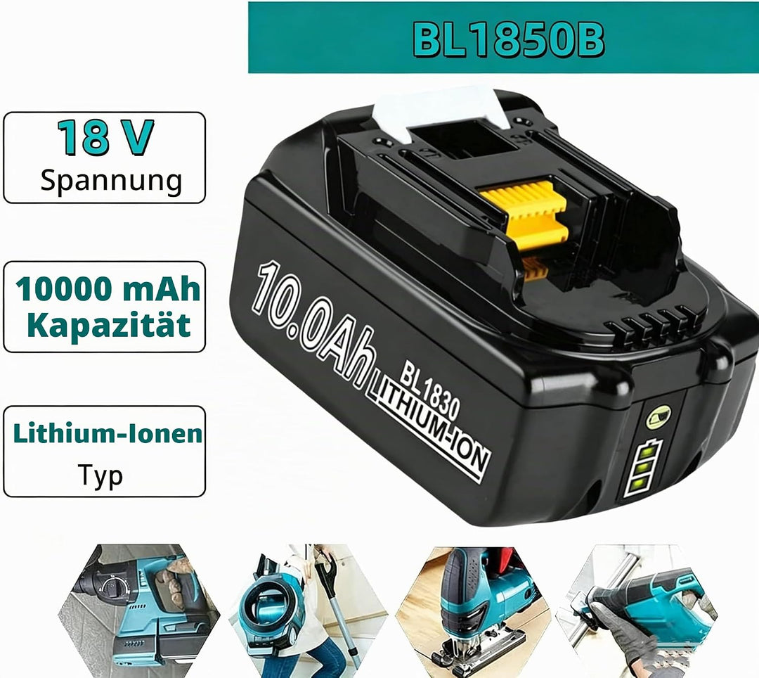 2 x 10.0Ah Akku Ersatzakku für makita akku 18V BL1860B BL1850B BL1840 BL1830 BL1815 BL1845 BL1890 BL