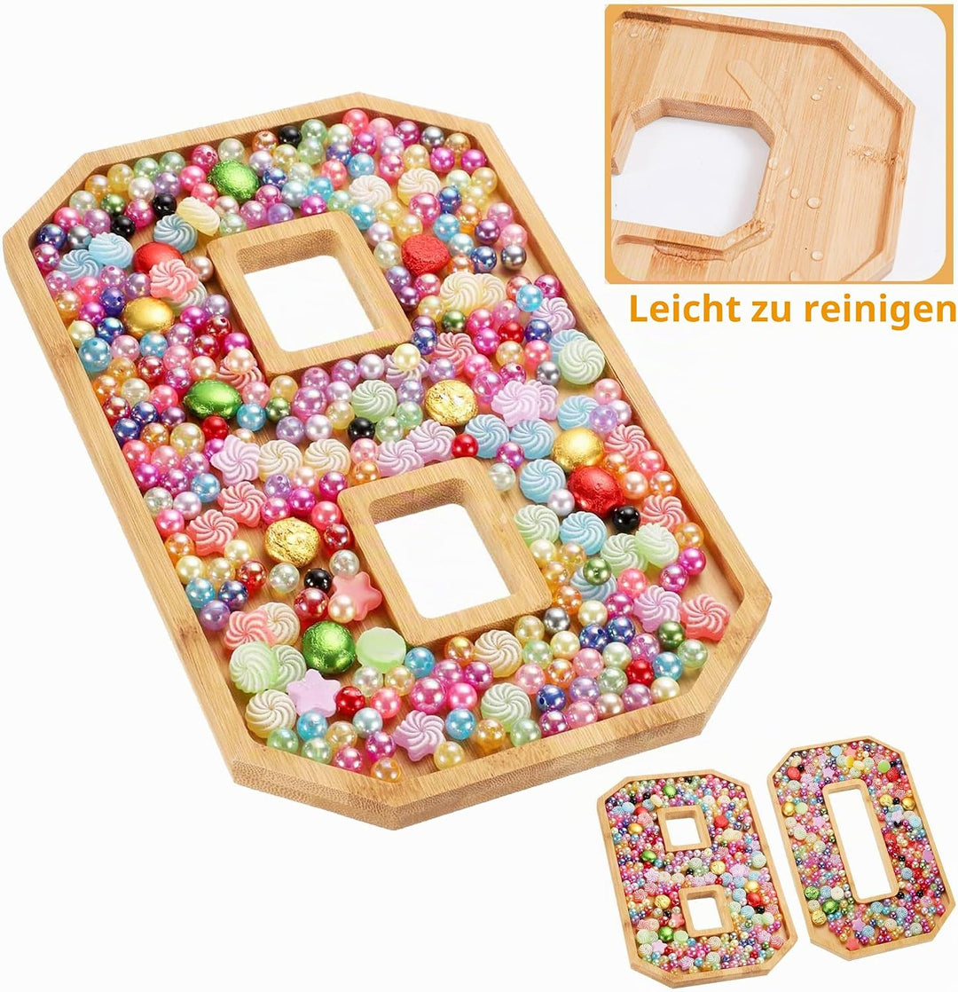 Befüllbare Charcuterie-Brettbox mit Grossen Zahlen Charcuterie Serviertablett aus Holz mit Zahlen Wu
