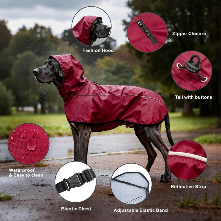 Mosucoirl Hund Regenmantel Jacke Reflektierende Verstellbare Kapuze Haustier Poncho Regenmantel mit
