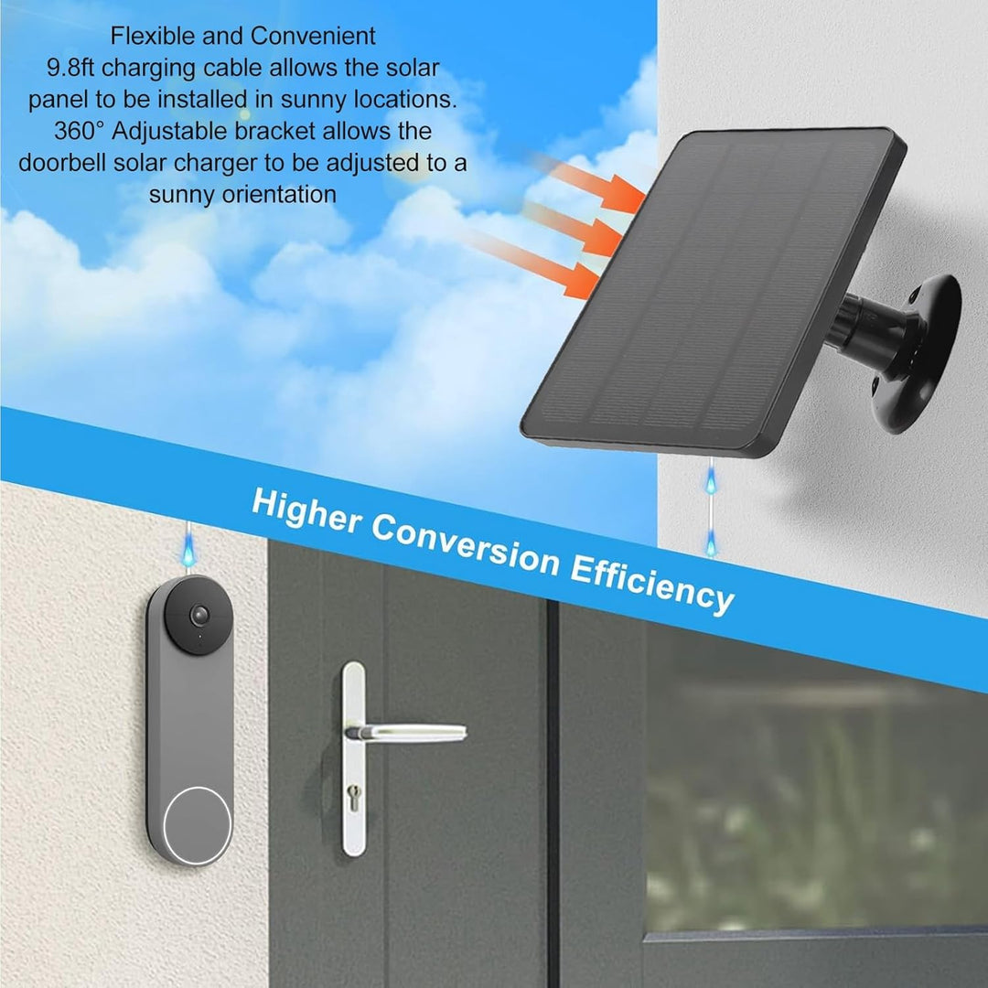 10W Solarpanel für Türklingel, Solarpanel Ladegerät für Nest/Eufy Doorbell 2K Kamera, Ring Video Doo