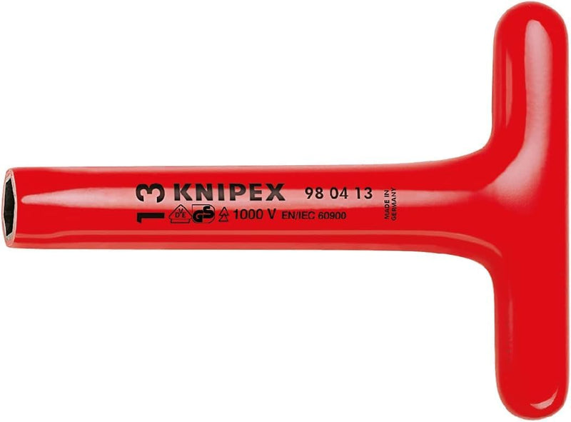 Knipex Steckschlüssel mit T-Griff 200 mm 98 04 17 17/200 mm Rot, 17/200 mm Rot