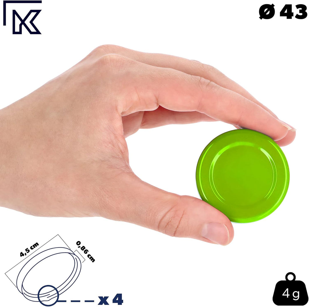 KADAX Schraubdeckel fi43 mm, Twist-Off-Deckel Set aus Metall, passend für 40ml Gläser, Ersatzdeckel