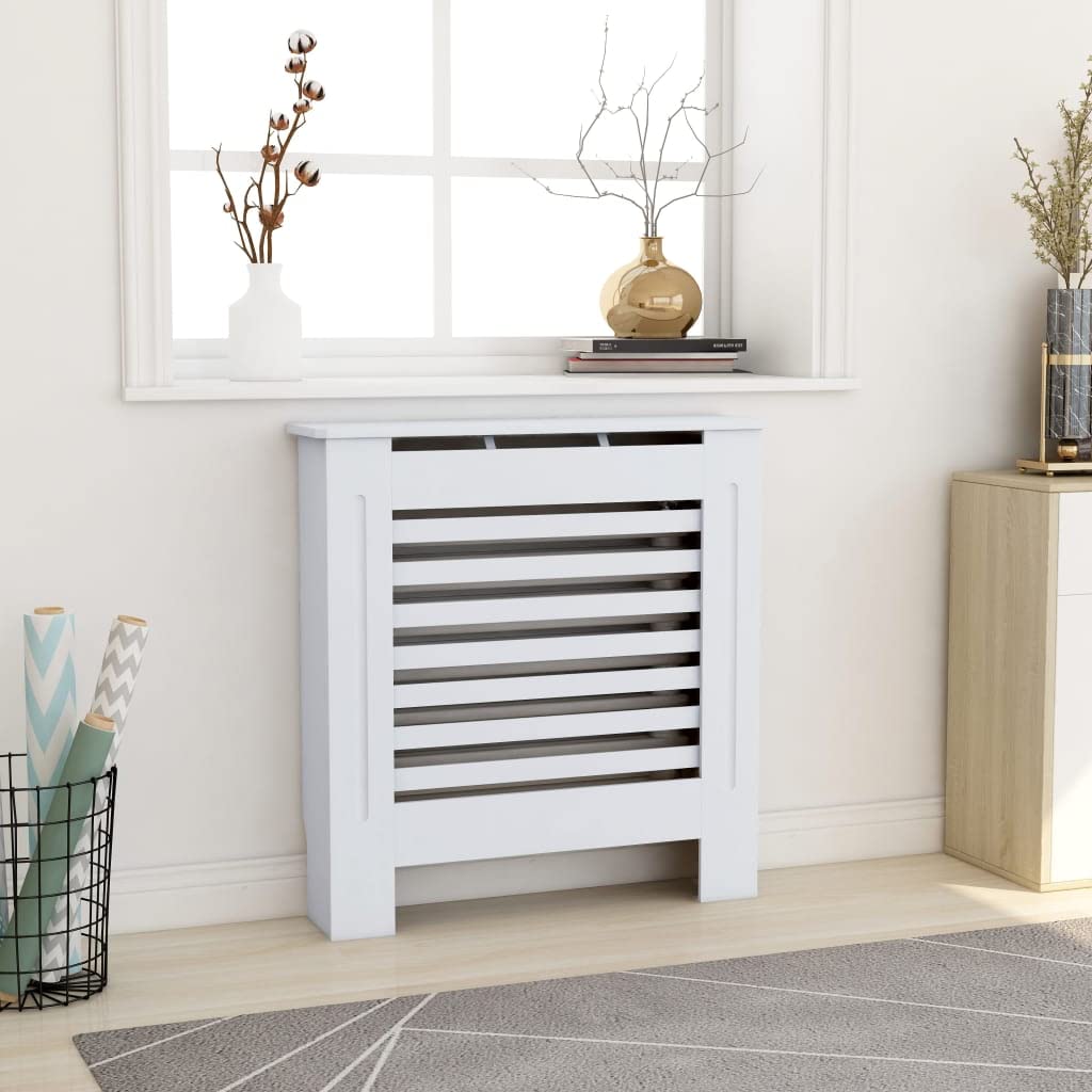 Wohnzimmer Heizkörperabdeckung 78x19x81.5 cm MDF Heizkörperverkleidung Dekorative Lamellen-Design He