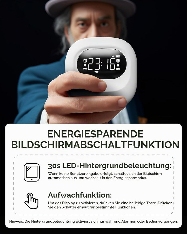 ROCAM Wecker laut für tiefschläfer, Batteriebetriebener, 5-Stufig Einstellbare Lautstärke, Doppelala