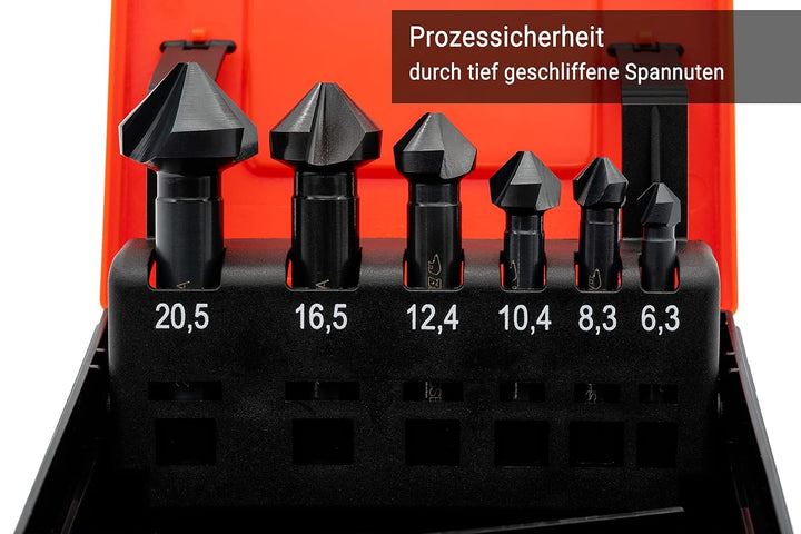BAER HSSE-VAP 90° Kegelsenker-Satz 6,3-20,5 mm - für Edelstahl - Senker Set - Senkbohrer - Ansenker