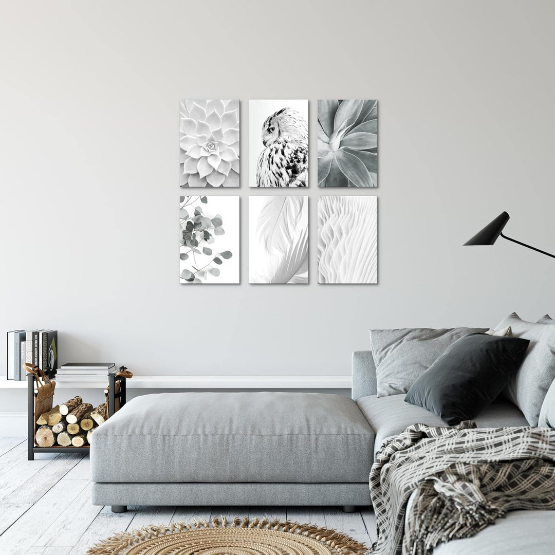 Novart Wandbilder Set - KOMPLETT AUFHÄNGFERTIG - Made in Germany - Moderne Bilder Boho Eule Wohnzimm