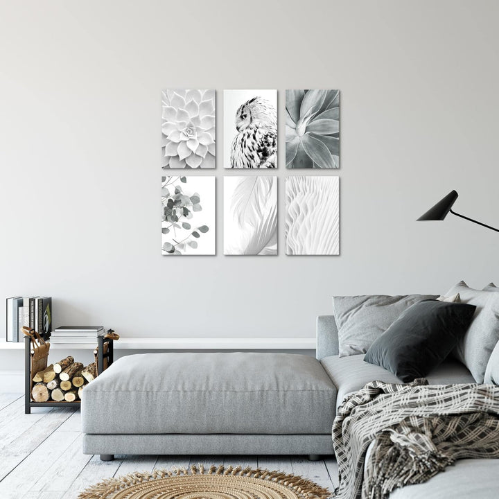 Novart Wandbilder Set - KOMPLETT AUFHÄNGFERTIG - Made in Germany - Moderne Bilder Boho Eule Wohnzimm