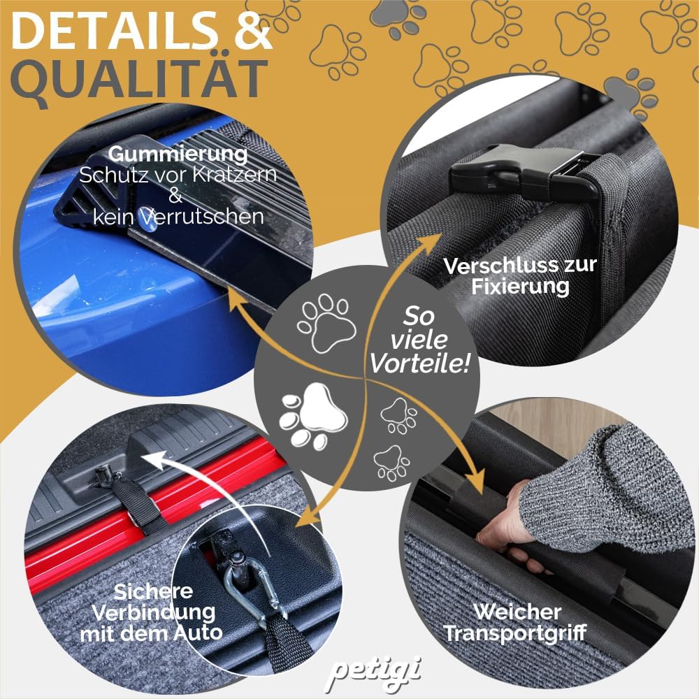 Auswahl Hunderampe für Auto, Aluminium, Hunde Rampe, Hundetreppe, SUV, rutschfest, Belastbarkeit 70