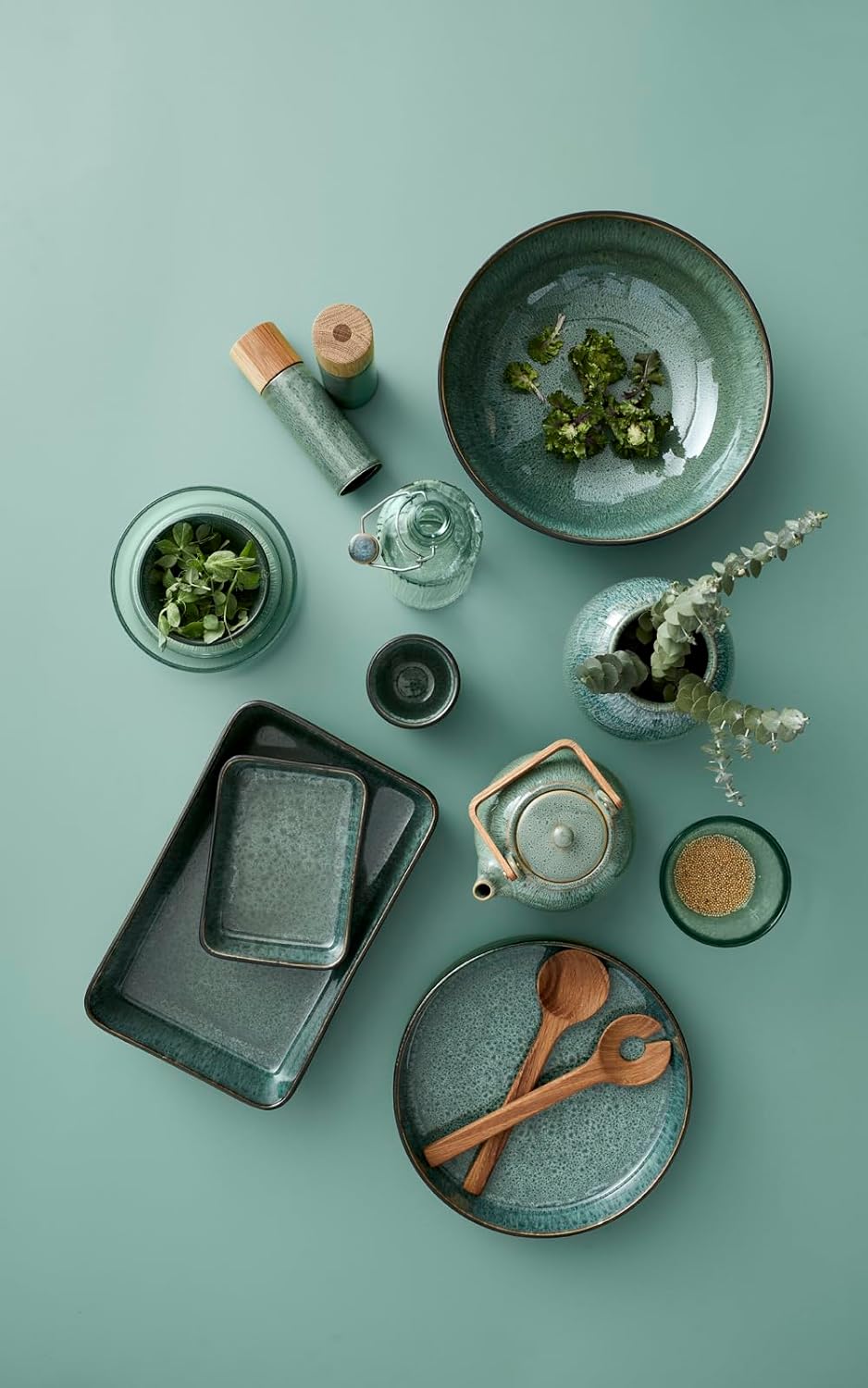 BITZ Salz- und Pfeffermühle, 2 Gewürzmühlen aus Steingut (Salzmühle + Pfeffermühle), 2er-Set, 16,7 c