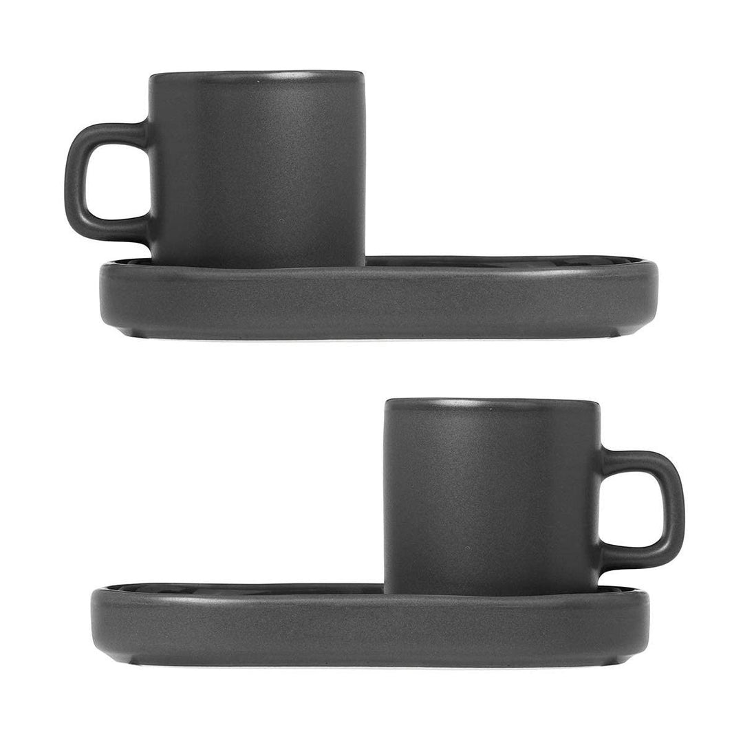 blomus Espressotassen Set PILAR | 2er Set aus Steingut | 50 ml | Farbe Agave Green | 6H x 7,5B x 5T