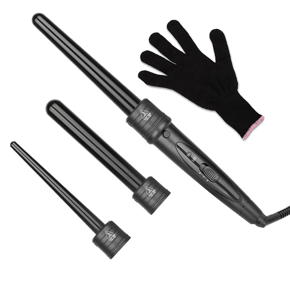 Culwad Lockenstab 3 in 1 Lockenwickler Set Multifunktions Austauschbare Keramikbeschichtung - mit Ha