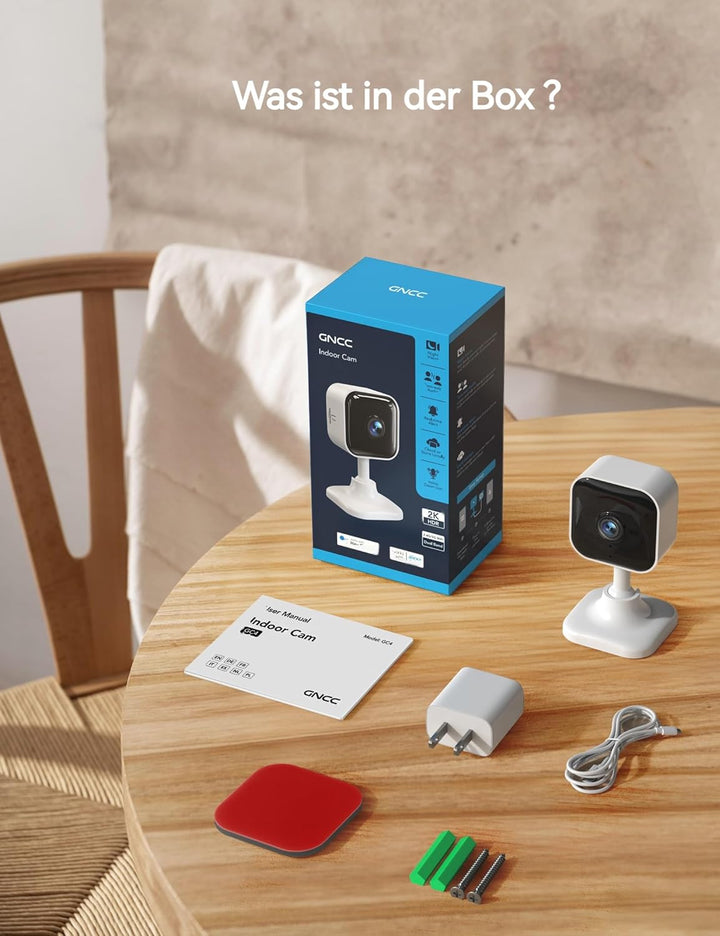 GNCC 2K WLAN Überwachungskamera Innen, Mini Kamera, 2,4/5GHz Wi-Fi 6, Babyphone mit Kamera, Indoor K