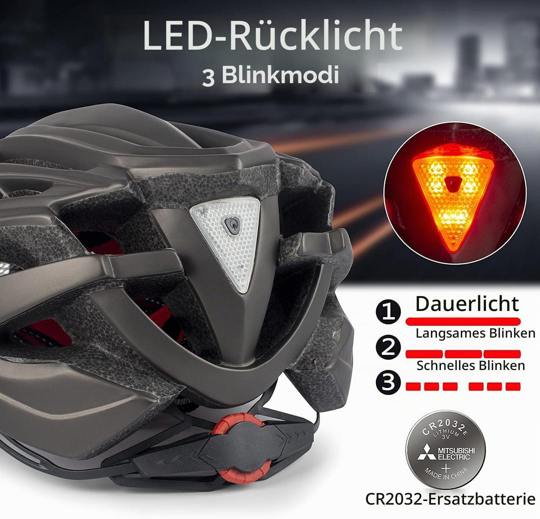 Shinmax Fahrradhelm mit LED-Beleuchtung, Fahrradhelm mit Sicherheitsbeleuchtung, magnetischer Fahrra
