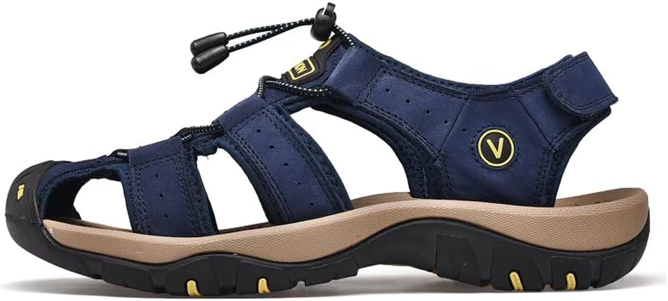 ZYLDK Sandalen Herren Leder Strand Wandersandale Trekkingsandalen Outdoorschuhe Sommer Freizeitschuh