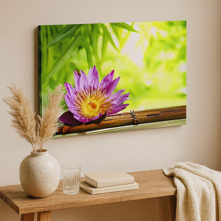 ARTTOR Bilder auf Leinwand Asien spa bambus blume Leinwandbild 70x50cm Wandbilder Dekoration Wohnzim
