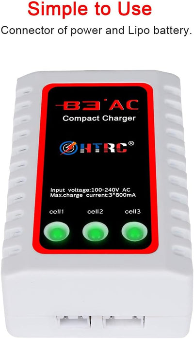 Haisito B3 Lipo Ladegerät für 2S 3S Akku (7.4V, 11.1V), Kompaktes Airsoft-Schnellladegerät (100-240V