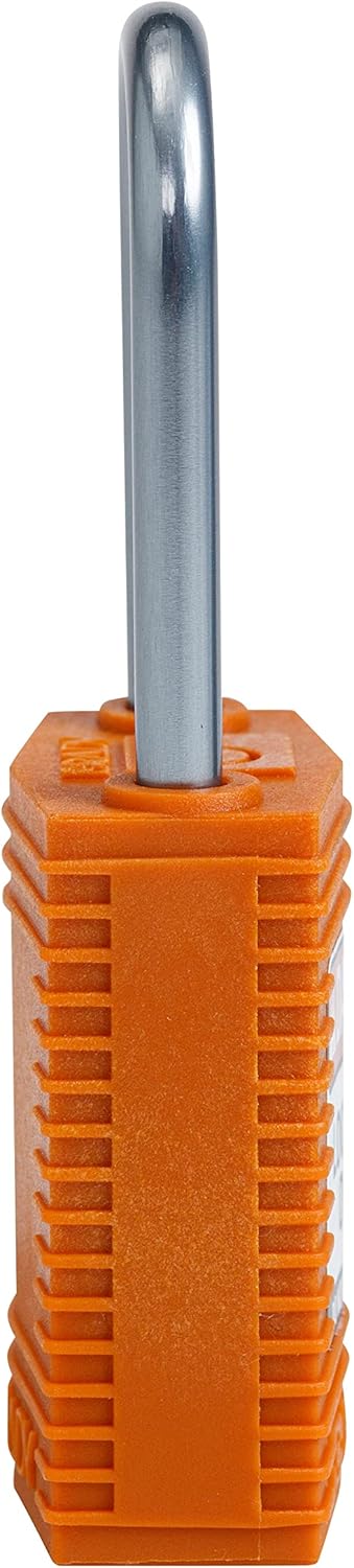 Brady (CPT-ORG-38AL-KD) SafeKey Nylon Lockout-Vorhängeschloss - kompakt Mit Aluminium Bügel 38.00 mm