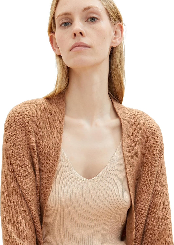 TOM TAILOR Damen Basic Cardigan Strickjacke L 32399 - Blush Mahogany Melange, L 32399 - Blush Mahoga