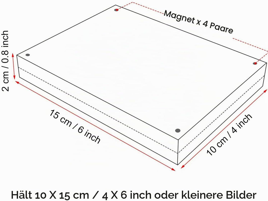 Boxalls Bilderrahmen 10 x 15 cm(4 x 6 inch), Acryl Magnetischer Fotorahmen, Doppelseitiges Rahmenlos