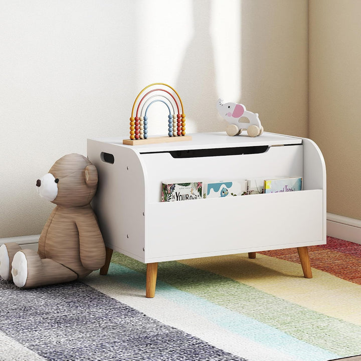 AIYAPLAY Spielzeugkiste mit Klappdeckel 60x40x43cm Weiss