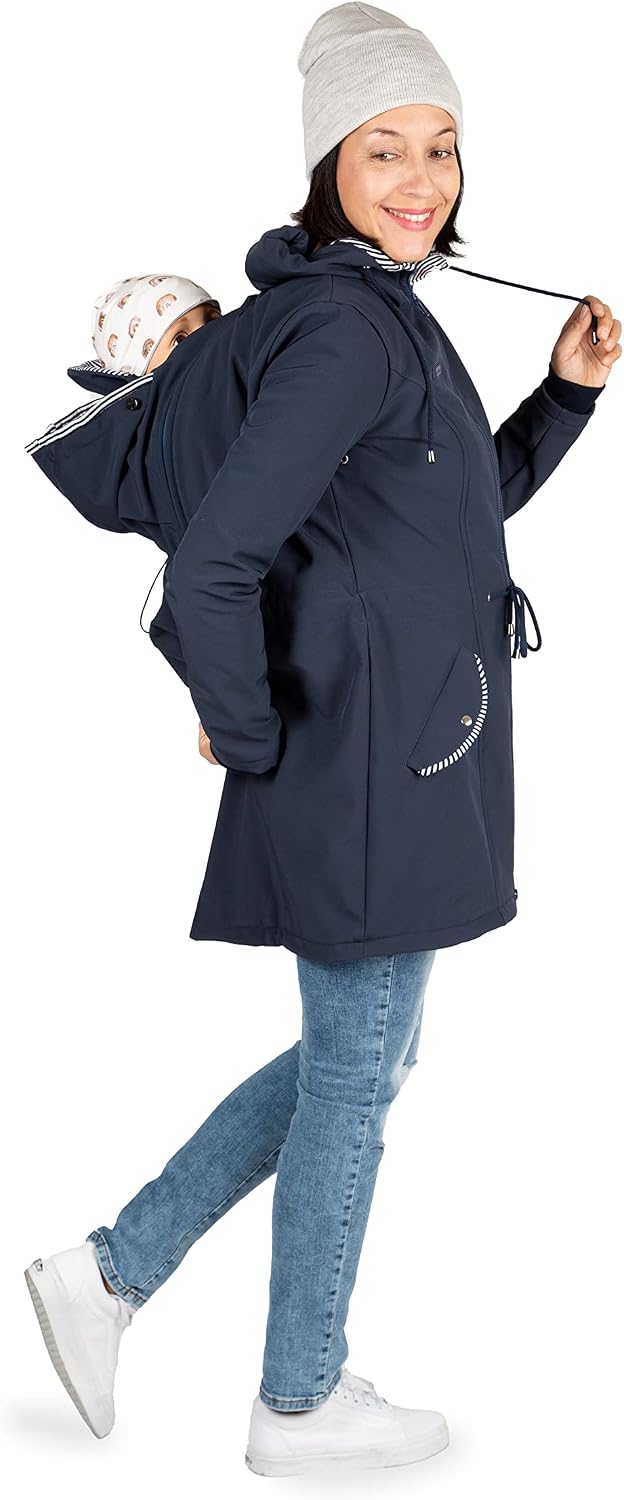 Viva la Mama 4in1 Trageparka für Tragen auf dem Rücken oder der Brust, Allwetter Softshell - PINA M