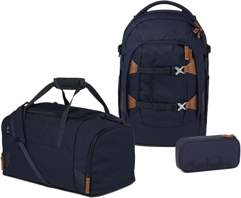 satch Pack Schulrucksack Set 3tlg. mit Sporttasche und Schlamperbox Nordic Blue Skandi Ed., Nordic B