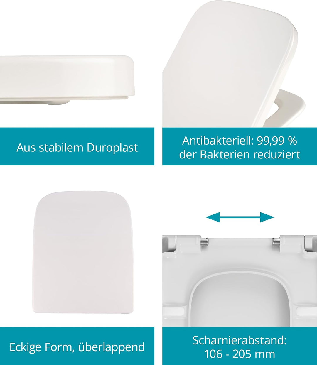 Calmwaters® Antibakterieller WC Sitz für Keramag Renova Nr. 1 Plan 202150 & 202160, Toilettensitz mi