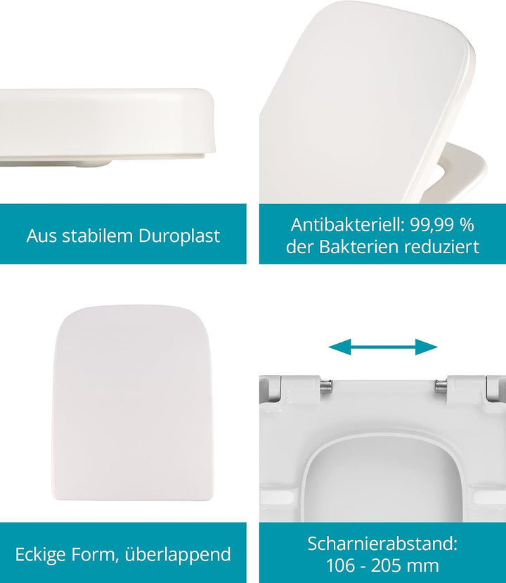 Calmwaters® Antibakterieller WC Sitz für Keramag Renova Nr. 1 Plan 202150 & 202160, Toilettensitz mi