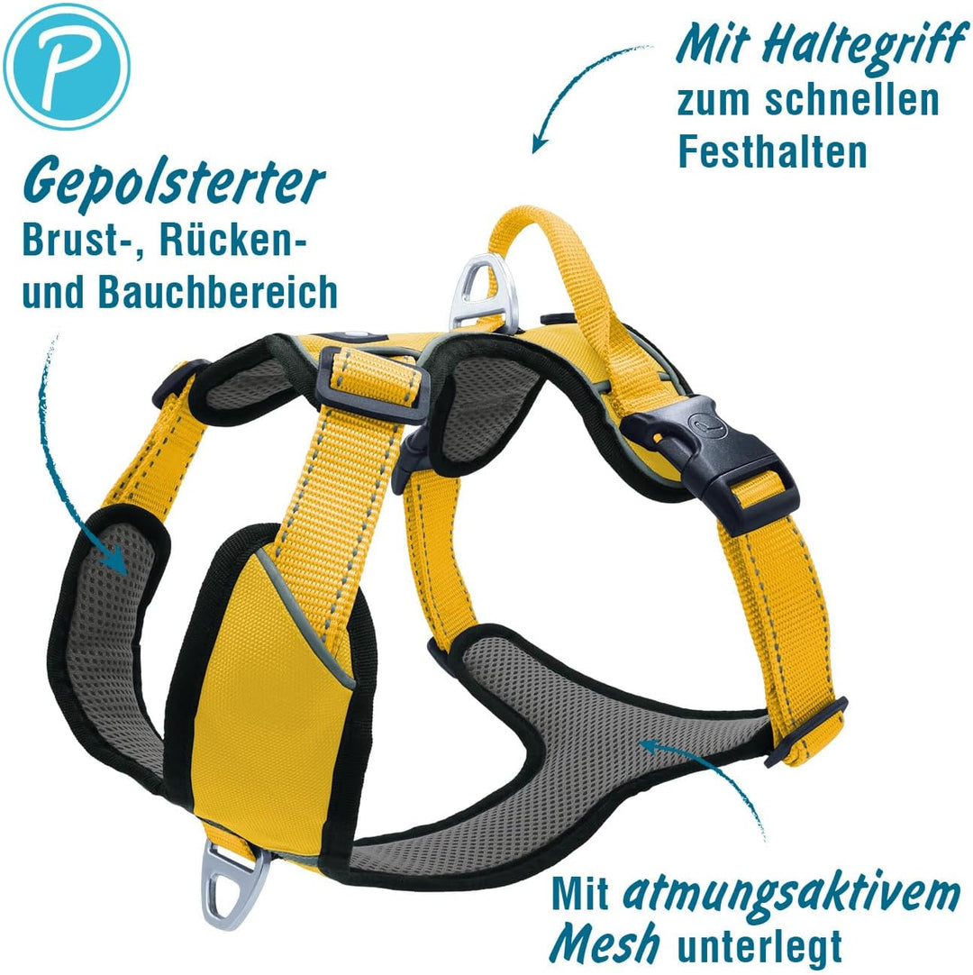 Petlando Hundegeschirr Outdoor – stark reflektierend, gepolstert, atmungsaktiv, robust, stufenlos ve
