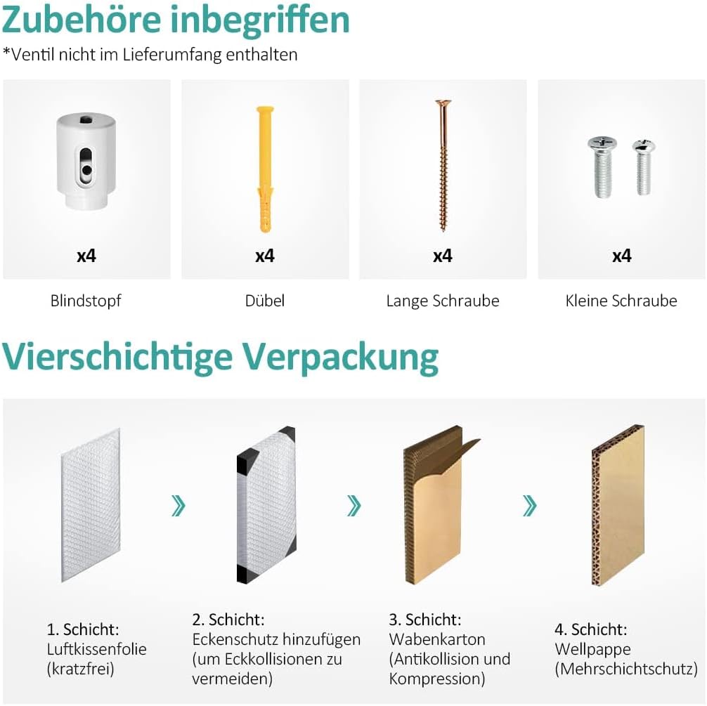 EMKE Badheizkörper Flach 762x600 mm, Handtuchheizkörper mit Seitenanschluss, Effizienter Handtuchwär