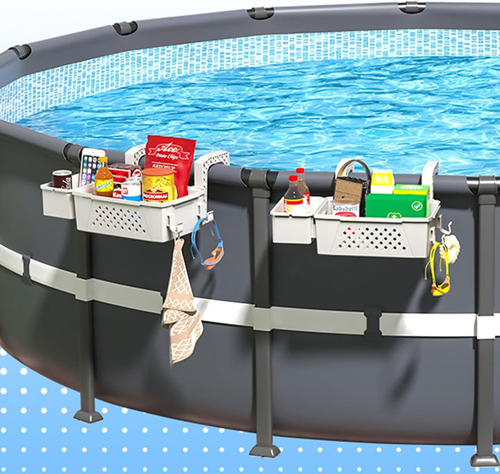 Pool Aufbewahrungskorb Set inklusive Kunststoff Pool Korb Pool Getränkehalter Hot Tub Zubehör für Au