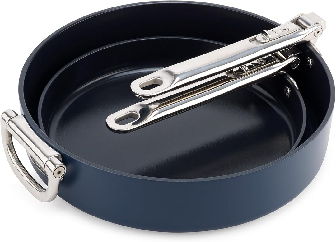 Joseph Joseph Space 2-tlg. Bratpfannen-Set, Platzsparend, Klappgriffe, Keramik-Beschichtung, Indukti