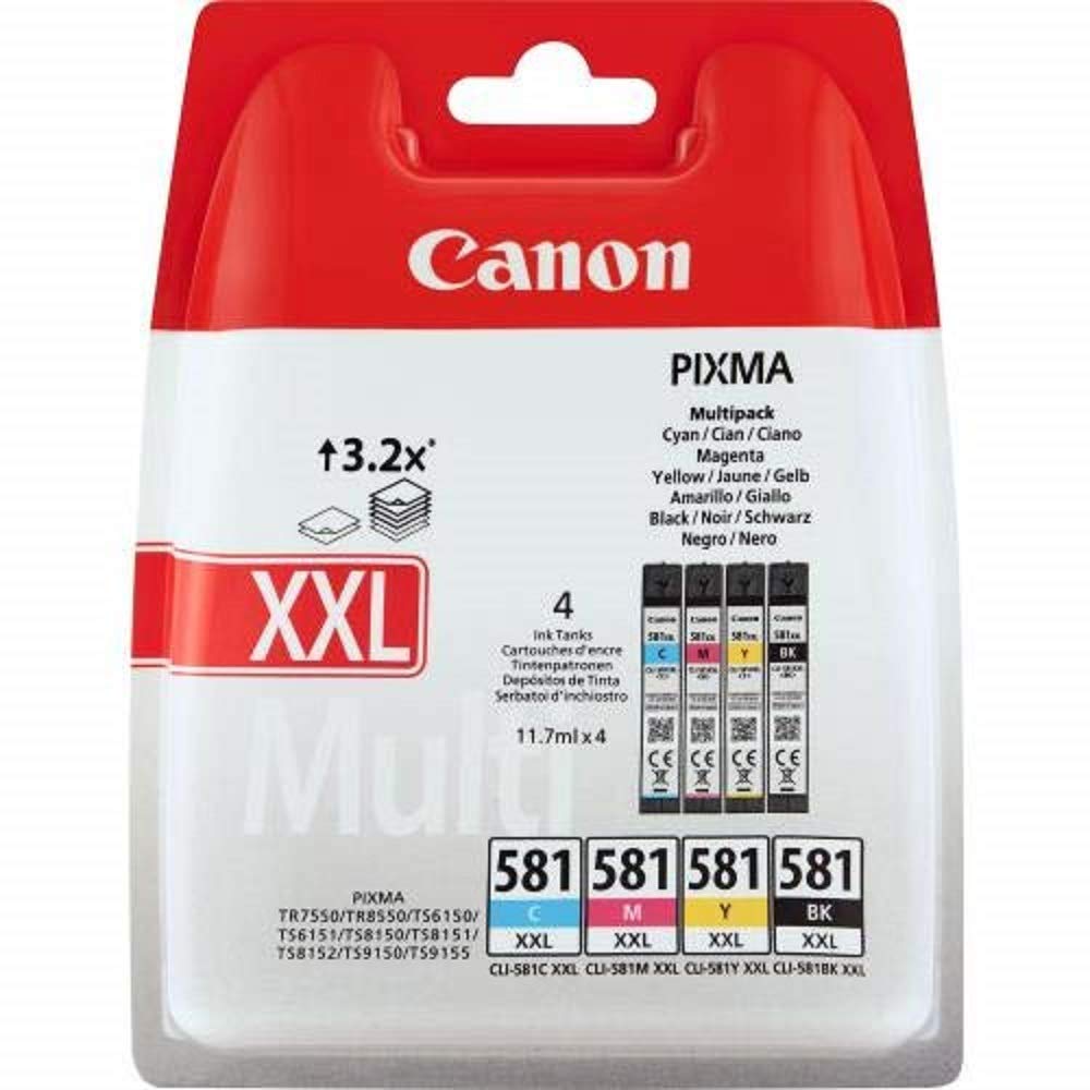 Canon CLI-581XXL Black Cyan Magenta Yellow Combo Pack - 1998C005