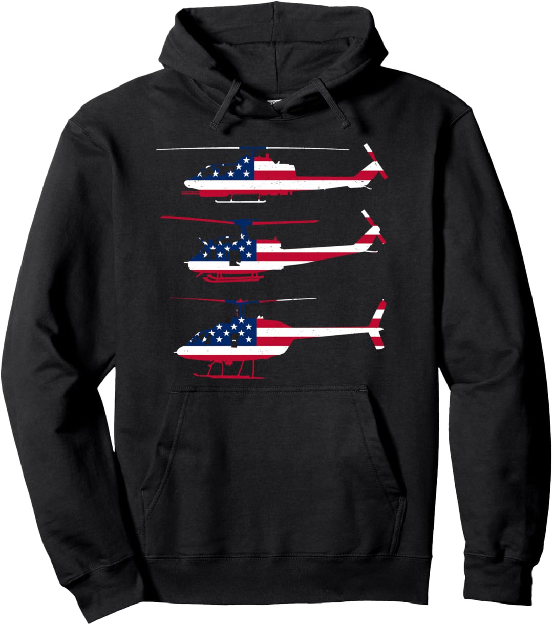 American Flag Patriotic Helicopter Aviator Pilot Combat Gift Pullover Hoodie