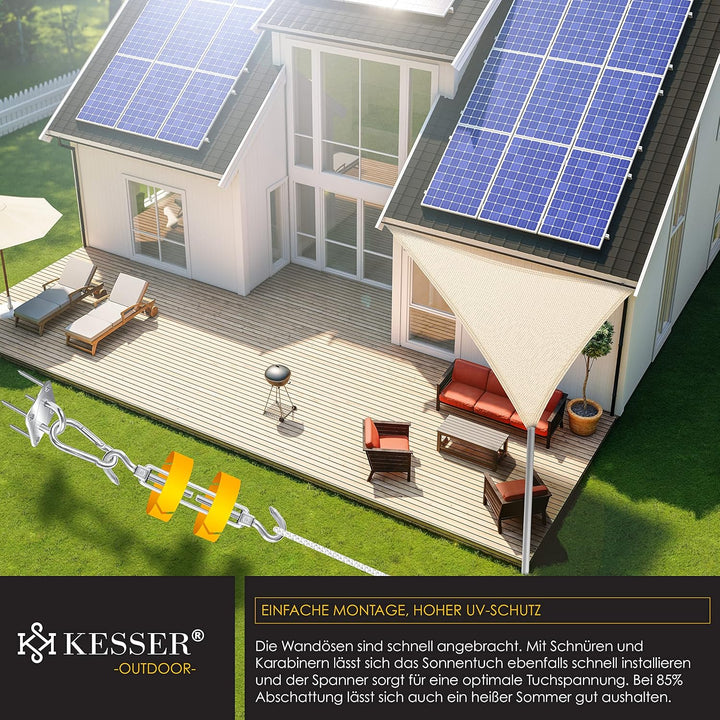 KESSER® Sonnensegel Sonnenschutz Windschutz | HDPE Gewebe | wasserabweisend & windabweisend | Dreiec