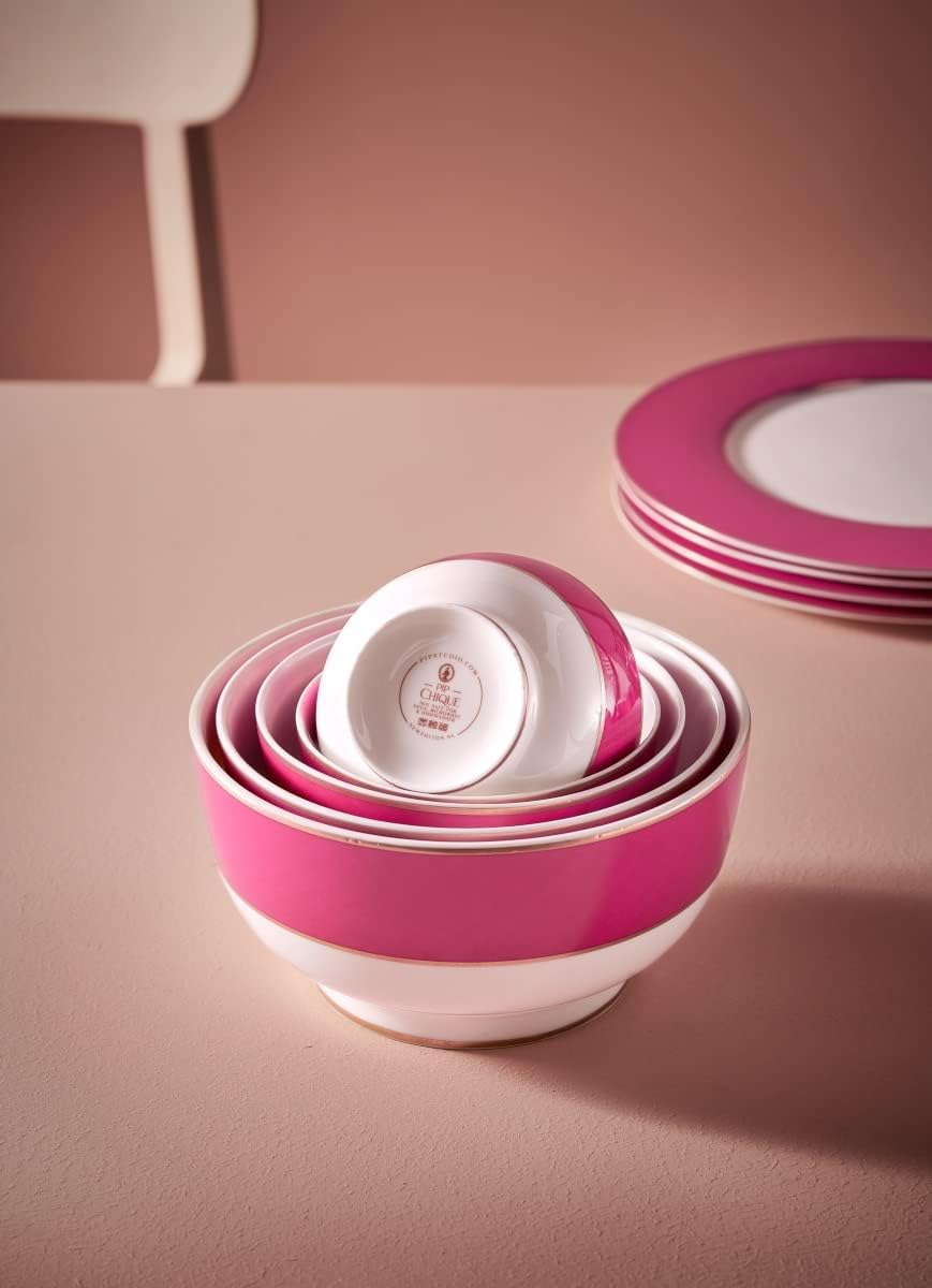 Pip Studio 51001355 Chique Suppenteller gold-pink 23,5 cm (1 Stück)
