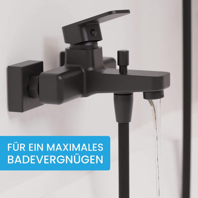 Bächlein Universal Badewannenarmatur Junias in Kantigem Design – Wannenbatterie Komplettset inkl. al