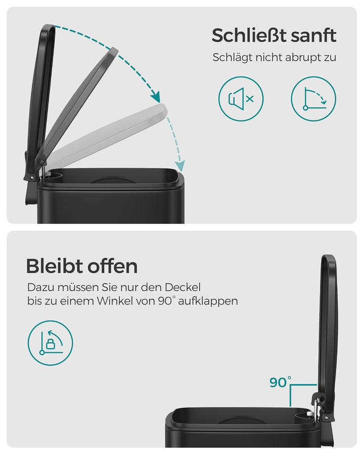 SONGMICS Kosmetikeimer, 8 Liter, Mülleimer Bad, kleiner Abfalleimer, Tretmülleimer, mit Pedal, für k