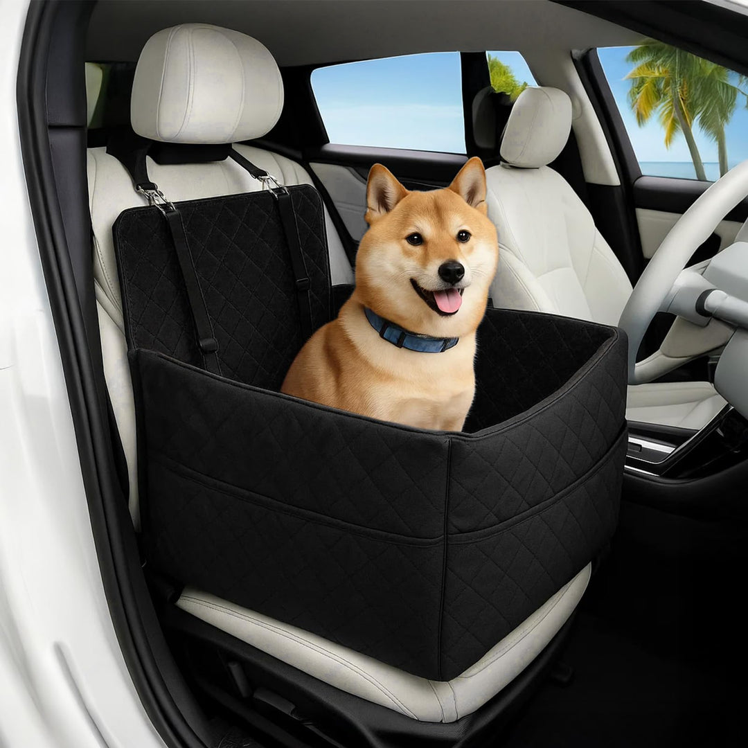 Hunde Autositz für kleine & mittelgrosse bis 25kg mit Sicherheitsleine & Aufbewahrungstaschen abnehm