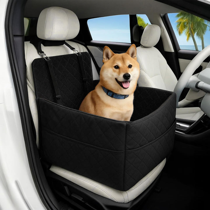 Hunde Autositz für kleine & mittelgrosse bis 25kg mit Sicherheitsleine & Aufbewahrungstaschen abnehm