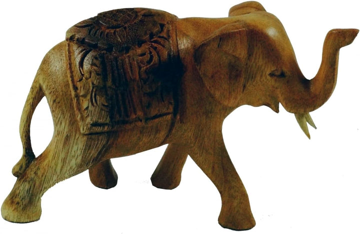 GURU SHOP Geschnitzter Deko Elefant in 2 Grössen, Holz, Grösse: Gross (20x30x14 Cm), Tierfiguren gro