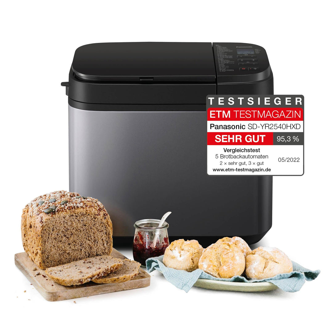 Panasonic SD-YR2540 Premium Grau Vollautomatischer Brotbackautomat, horizontales Design und Hefespen