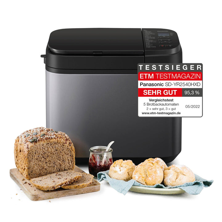 Panasonic SD-YR2540 Premium Grau Vollautomatischer Brotbackautomat, horizontales Design und Hefespen